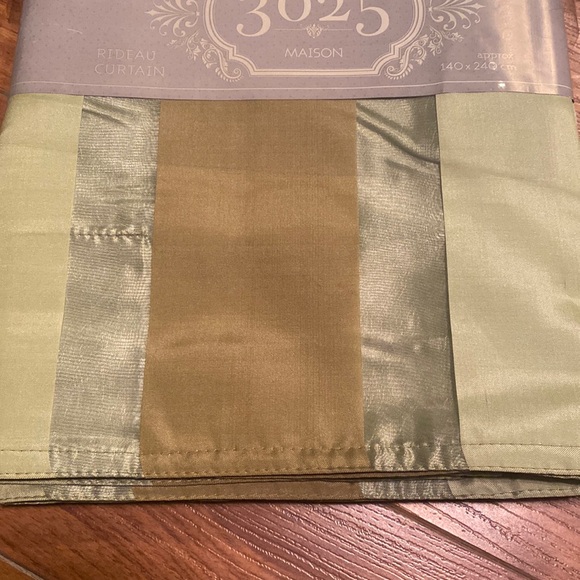 Green and Gold Striped Curtains - Picture 2 of 3